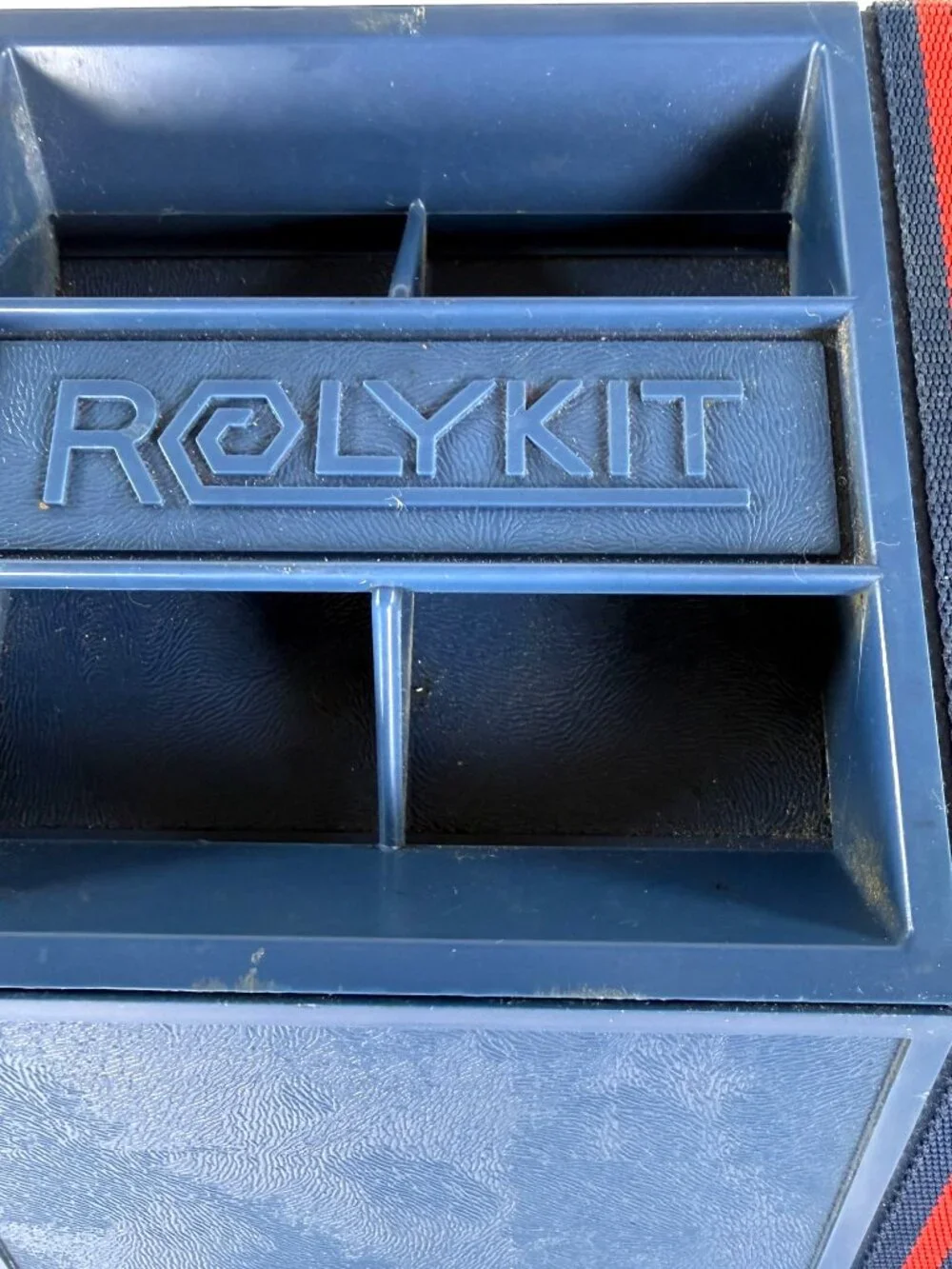 1990's Rolykit Blue Roll Up Storage Box Craft Case Jewelry Sewing Fishing Tools